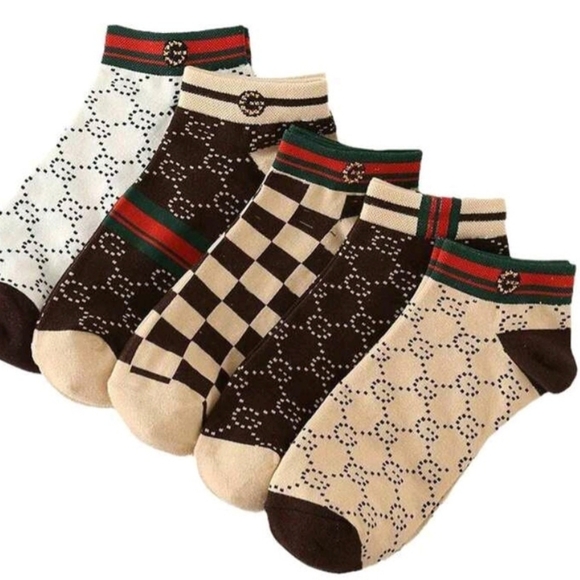 🌟NWOT Designer Patterned Womens And  Men's Socks-White Brown- TWO PAIRS🌟 - Picture 2 of 3